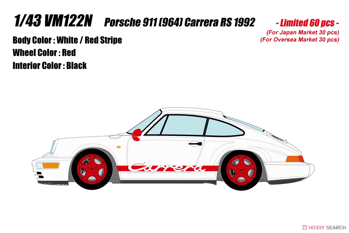 Porsche 911 (964) Carrera RS 1992 White / Red Stripe (Diecast Car) Other picture1