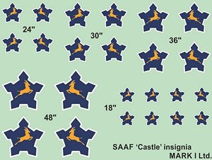 SAAF `Springbok and Castle` Insignia (1958-81), 2 sets (Decal)
