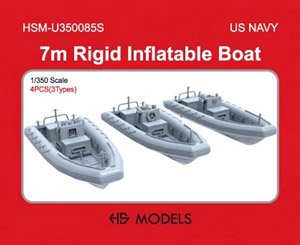 米海軍 7m リジッドインフレータブルボート(RIB) フィギュア5体付 (プラモデル)