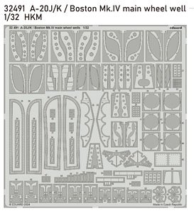 Main wheel well Photo-Etched Pats for A-20J/K/Boston Mk.IV (for HK Model) (Plastic model)