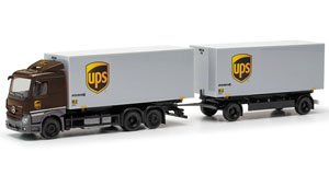 (HO) メルセデスベンツ アクトロス クラシックスペース ダブル連結 ボックストレーラー `UPS` [MB Acros CS HZ] (鉄道模型)