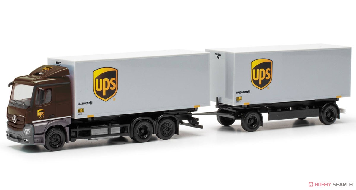 (HO) メルセデスベンツ アクトロス クラシックスペース ダブル連結 ボックストレーラー `UPS` [MB Acros CS HZ] (鉄道模型) 商品画像1