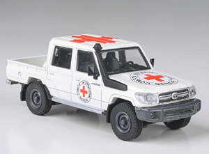 トヨタ ランドクルーザー ダブルキャブ ピックアップ LC79 2014 赤十字 LHD (ミニカー)