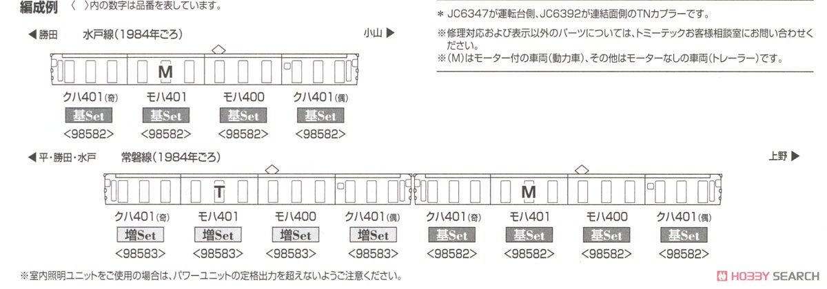 国鉄 401系近郊電車 (高運転台・新塗装) 増結セット (増結・4両セット) (鉄道模型) 解説6 モーダル