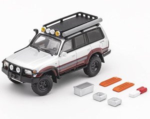 Toyota Land Cruiser LC80 - Retrospective Fit Version - LHD Silver / Maroon Red (Diecast Car)