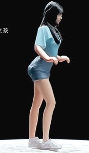 Woman pushing a bicycle - Blue (Diecast Car)