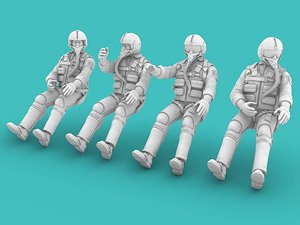 1960～1970年代米軍パイロット 着座姿勢 (4体入り) (プラモデル)