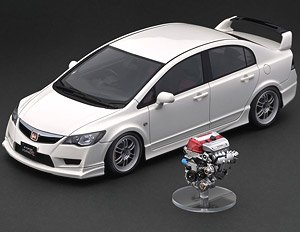 Honda CIVIC (FD2) TYPE R White With Engine (ミニカー)