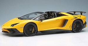 Lamborghini Aventador LP750-4 SV Roadster 2015 パールイエロー (ブラックラージSVロゴ) (ミニカー)