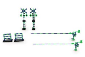 1/80(HO) Plastic Kit Railroad Crossing [Pop Otherworldly Series] (Green / Blue) (Unassembled Kit) (Model Train)