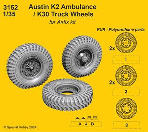 Austin K2 Ambulance / K30 Truck Wheels (for Airfix) (Plastic model)