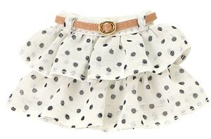 Georgette Frill Skirt (White x Black) (Fashion Doll)
