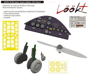 Bf108 「ルックプラス」 計器盤w/パーツセット (ハブ付きホイール) (エデュアルド用) (プラモデル)