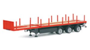 (HO) Nooteboom Tele Trailer 3-axle Red [Teletralleraufl. 3a] (Model Train)