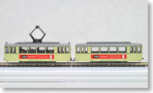 Tram Car 2両セット (クリーム/グレー帯/AEG広告) ★外国形モデル (鉄道模型)
