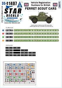 Ferret Scout Cars Vehicle Registration Numbers for British Ferrets. Four different number/letter styles. (Decal)