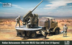 Italian Autocannone 3Ro with 90/53 Gun with Crew (4 Figures) (Plastic model)