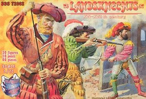 Germany Landsknecht 16-17th century 1 : Musketeers and Two-handed Swordsmans (10 Types, 30 Pieces Each) (Plastic model)