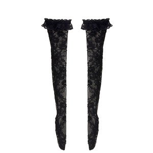 AZO2 Lacey Knee-high Stockings (Black) (Fashion Doll)