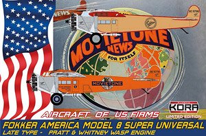 Aircraft of US Fiams Fokker America Model 8 Super Universal Late Type - Pratt & Whitney Wasp Engine (Plastic model)