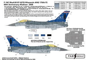 F-16C Wisconsin Air National Guard 176th Fighter Squadron 60th Anniversary Decal (Decal)