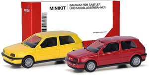 (HO) ミニキット フォルクスワーゲン ゴルフ III VR6 イエロー/レッド (2台セット) [VW Golf III VR6, 2-turig] (鉄道模型)