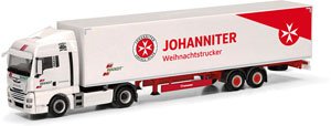 (HO) MAN TGX XLX ボックスセミトレーラートラック `Wandt/Johanniter` (鉄道模型)