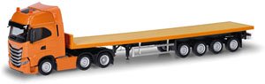 (HO) イベコ S-Way 6x2 フラットベッドセミトレーラートラック オレンジ [Iveco S-Way 6x2 SZG] (鉄道模型)