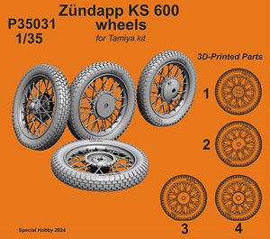 Zundapp KS 600 Motorcycle & Side Car Wheels (for TAmiya) (Plastic model)