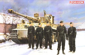 WWII German Tiger-I Early Production Pz.Kpfw.VI,Ausf.E Wittmann`s Command Tiger w/Magic Tracks/Aluminum Gun Barrel/3D print muzzle brake/5 figures/tank crew acrylic stand (Plastic model)