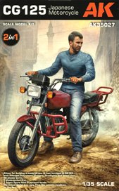 CG125 Japanese Motorcycle w/Rider Figure (Plastic model)