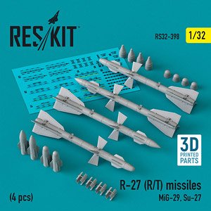 R-27 (R/T) (AA-10 アラモ) レーダー 誘導・赤外線誘導空対空ミサイル (4個入) (プラモデル)