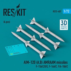 AIM-120 (A、B) AMRAAM 空対空ミサイル (4個入) (プラモデル)