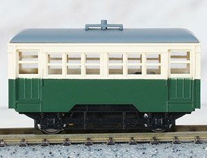 Biaxial Car One Trolley Pole Type (Body Color:Green/Cream with Motor) (Model Train)