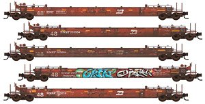 (N) Single Husky Stack Car BNSF (5-Car Set) (Model Train)