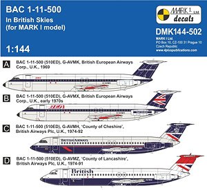 BAC 1-11-500 `British Skies` Decal (for Mark I Models) (Decal)