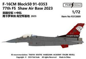 F-16CM Block50 91-0353 77th FS Shaw Air Base 2023 (Decal)