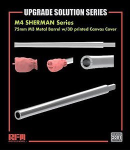 M3 75mm Metal Gun Barrel w/Canvas Cover for M4A4 Sherman Series (Plastic model)