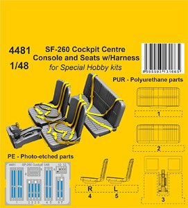 SF-260 Cockpit Centre Console and Seats w/Harness / for SH kits (Plastic model)