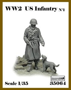 WWII アメリカ陸軍歩兵No.1 イヌに餌をやる歩兵 (プラモデル)