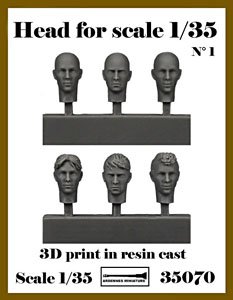 Heads for Scale 1/35 No.1 (Set of 6) 35070 (Plastic model)