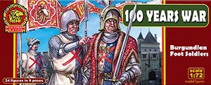 100 Years War Burgundian Foot Soldiers (9 Types, 24 Pieces) (Plastic model)
