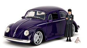 1959 VW Beetle w/Wednesday & Hand Figure (The Addams Family) (Diecast Car)