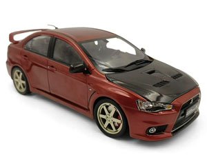 Mitsubishi Lancer Evolution X with RAYS Volk Racing TE37 Carbon hood Red (Diecast Car)