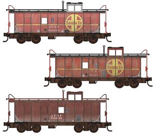 (N) ATSF Caboose Weatherd (3-Car Set) (Model Train)