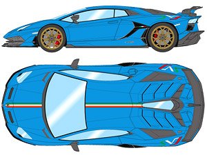 Lamborghini Aventador SVJ 2018 (Leirion wheel) ブルーセイラー/イタリアンストライプ (ミニカー)