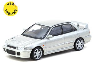 Mitsubishi Lancer GSR Evolution Silver with Tarmac Trading Cards (Diecast Car)