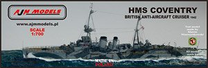 HMS Coventry, British Anti-Aircraft Cruiser 1942 (Plastic model)