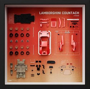 Countach LP5000 S Red Parts Display Frame (Diecast Car)