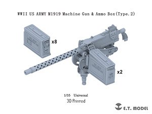 WWII アメリカ M1919 .30口径(7.62mm)機関銃&弾薬箱セット タイプ2(2個入) (プラモデル)